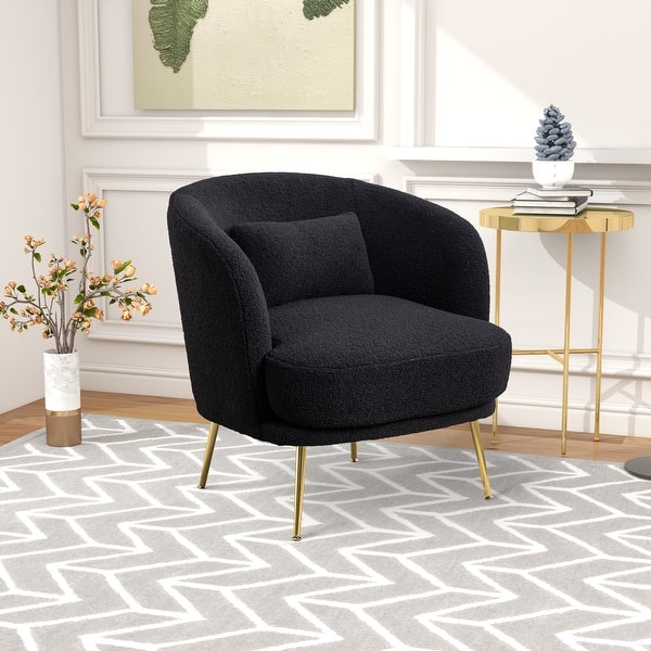 30.32" Luxurious Accent Chair Curved Backrest Reading Chair Boucle